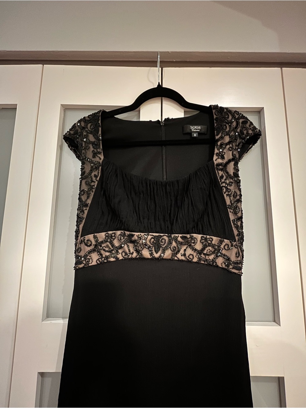 Beaded Black Tadashi Collection Gown